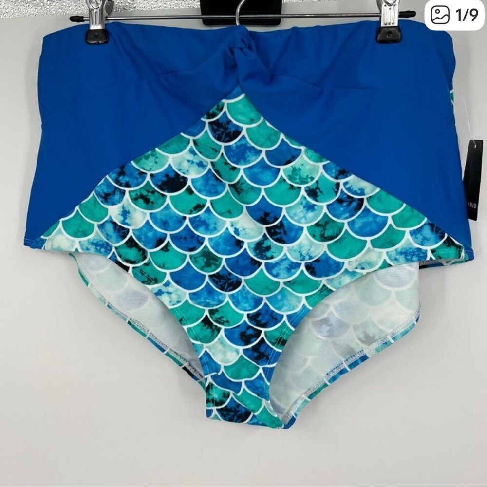 Torrid Swim Bottom Womens Plus Size 2 Blue Mermaid High Rise Waist Swim Suit Mer